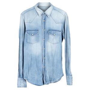Tom Ford Western Denim Shirt in Light Blue Cotton